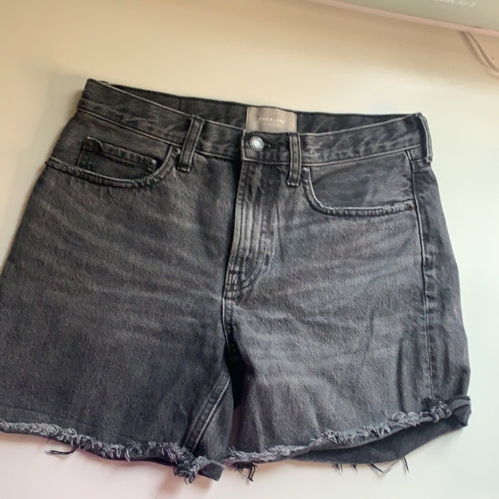 Everlane black denim shorts
